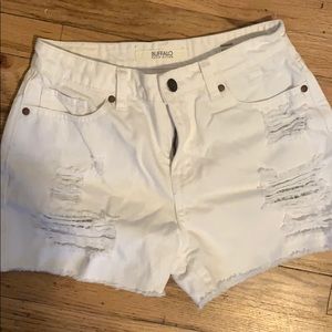 White distressed shorts